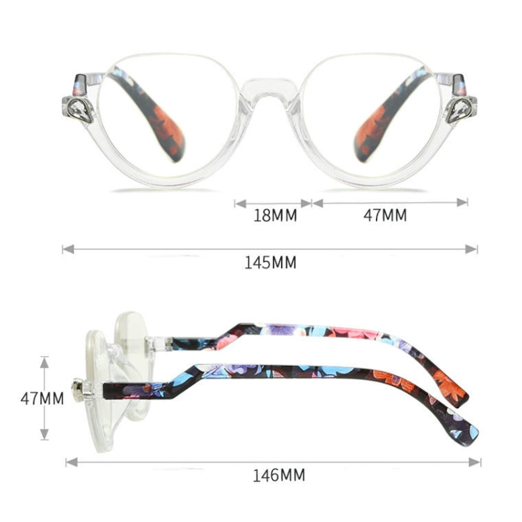 Diamond Studded Cat Eye Presbyopic Glasses Half-frame Fish-filament Glasses Unisex, Degree: 150(Light Blue) - Presbyopic Glasses by PMC Jewellery | Online Shopping South Africa | PMC Jewellery