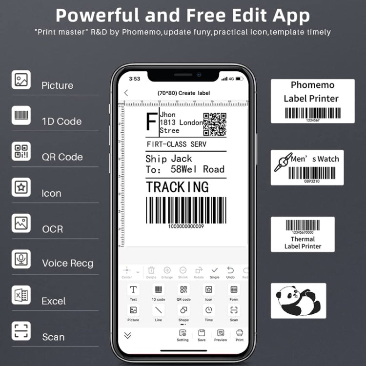 Phomemo M220 Jewelry Clothing Tags Bluetooth Thermist Strip Tag Printer(Black) - free shipping - PMC TechLife - Order now!