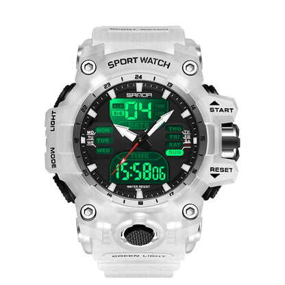 SANDA Green Light Alarm Clock Multifunctional Waterproof Shockproof Transparent Watch(Transparent White) - Silicone Strap Watches by SANDA | Online Shopping South Africa | PMC Jewellery