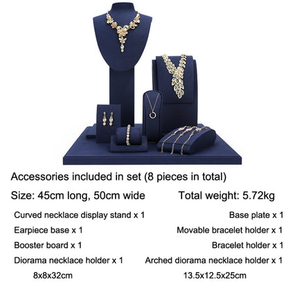 Jewelry Display Props Blue Microfiber Window Necklace Earring Ring Stand Set 2 - Jewelry Storages by PMC Jewellery | Online Shopping South Africa | PMC Jewellery