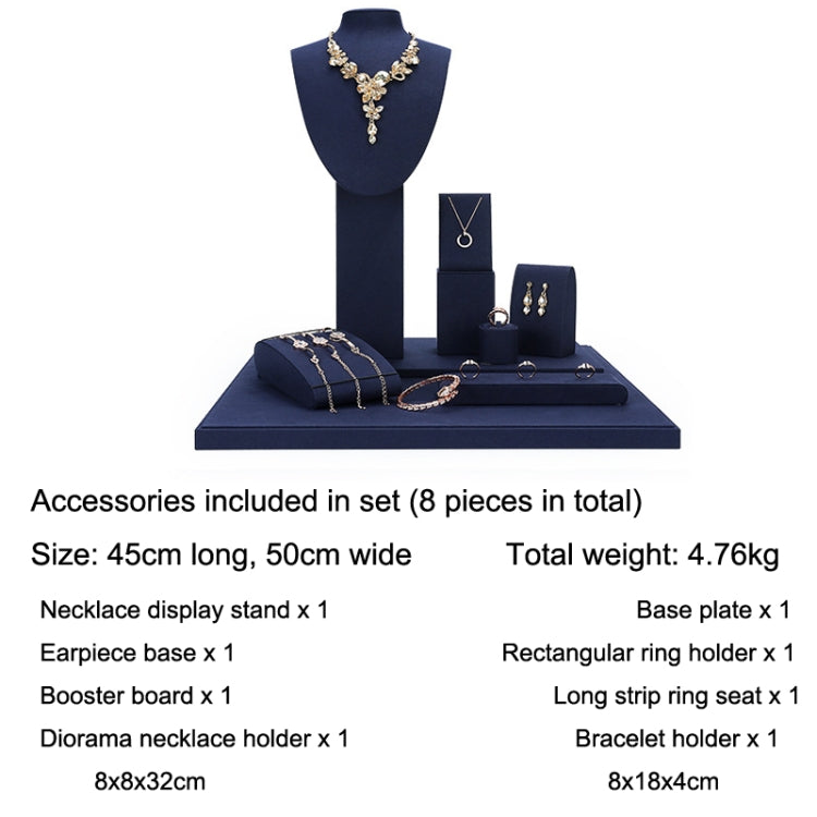 Jewelry Display Props Blue Microfiber Window Necklace Earring Ring Stand Set 3 - Jewelry Storages by PMC Jewellery | Online Shopping South Africa | PMC Jewellery