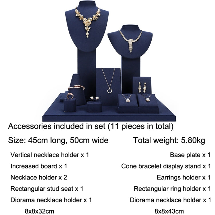 Jewelry Display Props Blue Microfiber Window Necklace Earring Ring Stand Set 6 - Jewelry Storages by PMC Jewellery | Online Shopping South Africa | PMC Jewellery