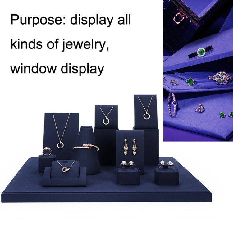 Jewelry Display Props Blue Microfiber Window Necklace Earring Ring Stand Set 2 - Jewelry Storages by PMC Jewellery | Online Shopping South Africa | PMC Jewellery