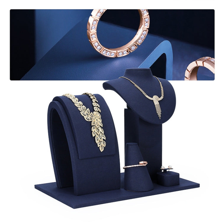 Jewelry Display Props Blue Microfiber Window Necklace Earring Ring Stand Set 1 - Jewelry Storages by PMC Jewellery | Online Shopping South Africa | PMC Jewellery