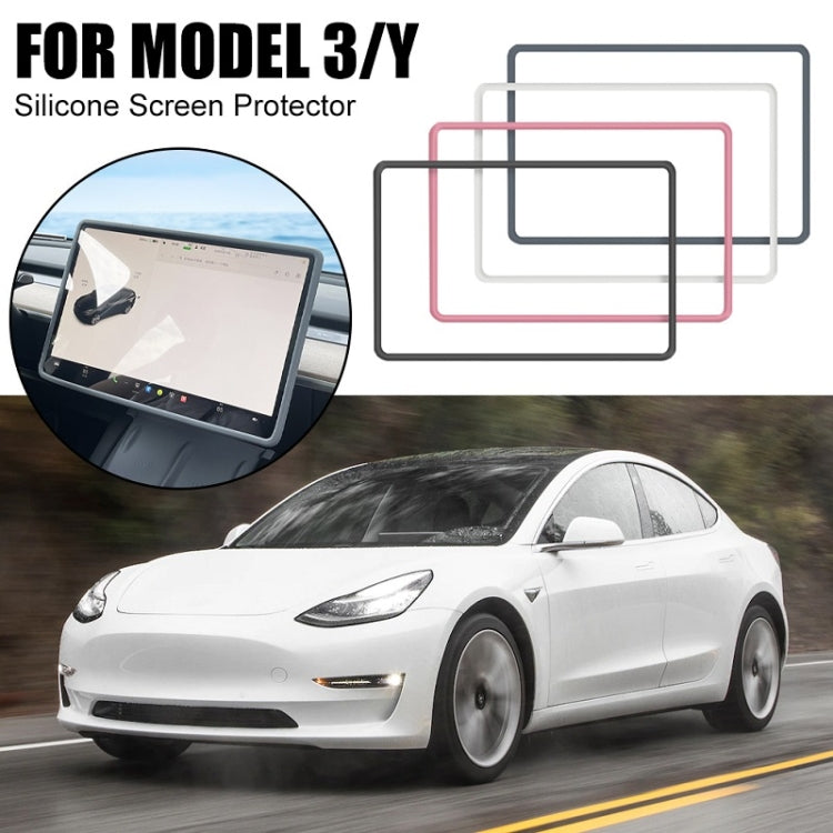For Tesla Model3/Y Screen Bumper Protective Cover Silicone Frame(White) - Car Interior Mouldings by PMC Jewellery | Online Shopping South Africa | PMC Jewellery