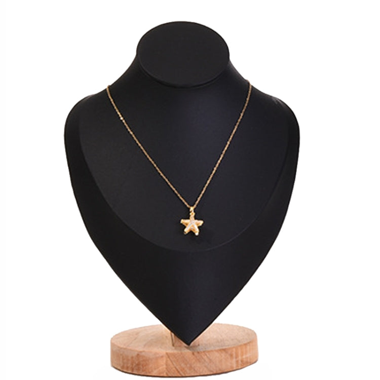 Solid Wood Small Size Portrait Necklace Display Stand Heart Shaped Necklace Counter Display Stand(Black) - Jewelry Storages by PMC Jewellery | Online Shopping South Africa | PMC Jewellery