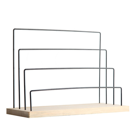 Wooden Base Iron Multi-Layer Earrings Storage Display Rack Can Hang Jewelry Display Shelf, Style: 4 Layers (Black) - Jewelry Storages by PMC Jewellery | Online Shopping South Africa | PMC Jewellery