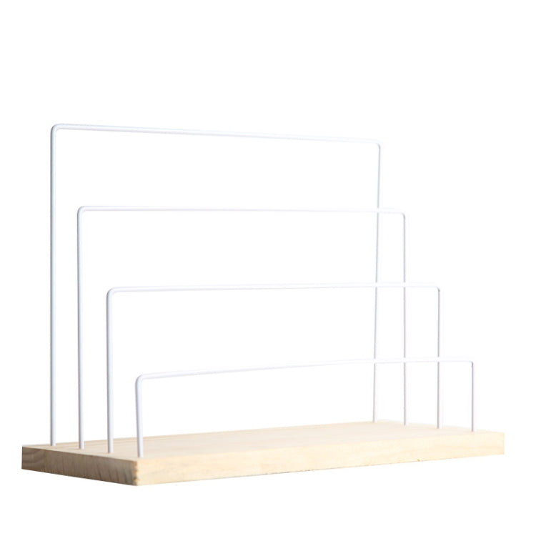 Wooden Base Iron Multi-Layer Earrings Storage Display Rack Can Hang Jewelry Display Shelf, Style: 4 Layers (White) - Jewelry Storages by PMC Jewellery | Online Shopping South Africa | PMC Jewellery