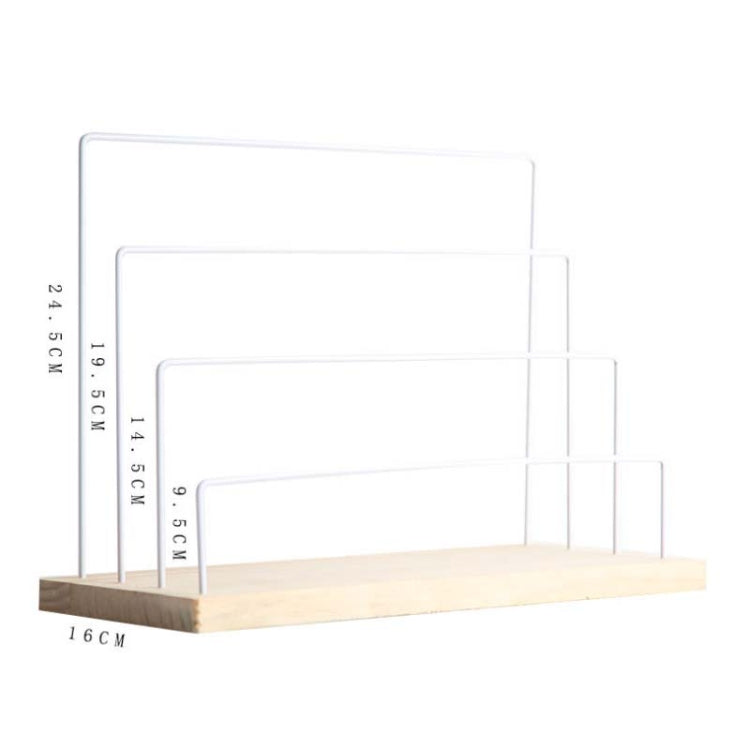 Wooden Base Iron Multi-Layer Earrings Storage Display Rack Can Hang Jewelry Display Shelf, Style: 4 Layers (White) - Jewelry Storages by PMC Jewellery | Online Shopping South Africa | PMC Jewellery