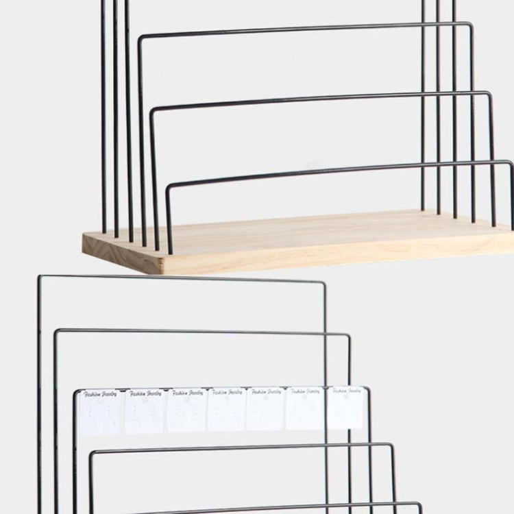 Wooden Base Iron Multi-Layer Earrings Storage Display Rack Can Hang Jewelry Display Shelf, Style: 4 Layers (Black) - Jewelry Storages by PMC Jewellery | Online Shopping South Africa | PMC Jewellery