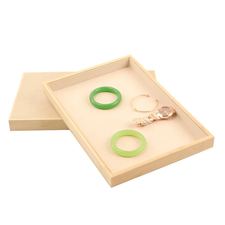 Bamboo Wood Velvet Multi-Functional Jewelry Display Tray Jewelry Storage Box Empty Tray, Style: Velvet (Beige) - Jewelry Storages by PMC Jewellery | Online Shopping South Africa | PMC Jewellery