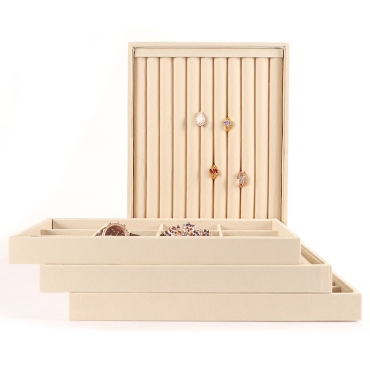 Suede Jewelry Storage Tray Necklace Pendant Bracelet Bangle Display Case, Size: 24 Grid(Beige) - Jewelry Storages by PMC Jewellery | Online Shopping South Africa | PMC Jewellery