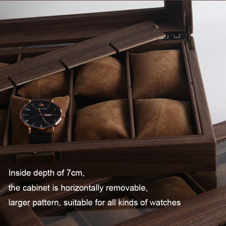 Wood Grain Leather Watch Display Box Watch Storage Case Jewelry Box, Style: 12 Digit Long - Watch Storages by PMC Jewellery | Online Shopping South Africa | PMC Jewellery