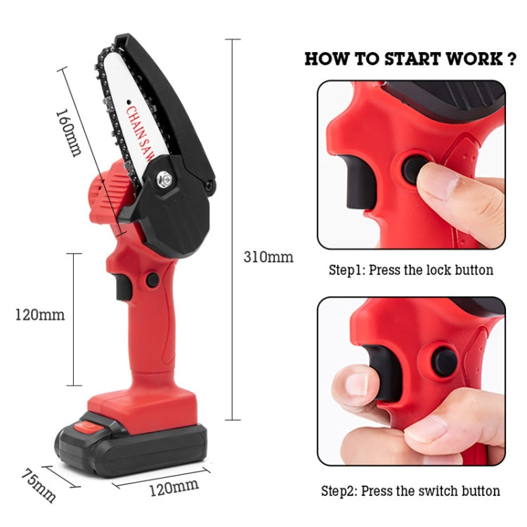 HILDA Rechargeable Cordless Mini Electrical Chain Saw Logging Tools Plastic Package, Model: EU Plug With 1 Battery Black - free shipping - PMC TechLife - Order now!