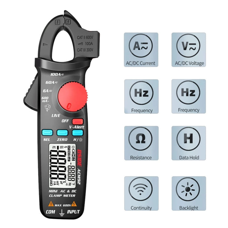 BSIDE ACM92 Digital Clamp Multimeter Current And Voltage Tester - Digital Multimeter by BSIDE | Online Shopping South Africa | PMC Jewellery | Buy Now Pay Later Mobicred