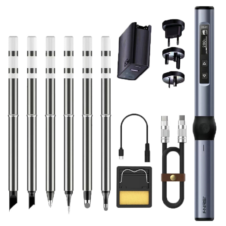 FNIRSI 14pcs/ Set Mini Soldering Station Digital Display Constant Temperature Smart Soldering Iron, Color: Blue 6 Head With Power Supply - free shipping - PMC TechLife - Order now!