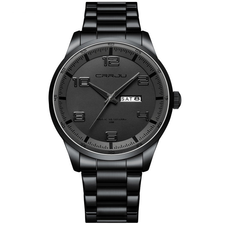 CRRJU 5005 Men Steel Strap Watch Simple Business Personalized Waterproof Watch With Calendar Display(Black) - Metal Strap Watches by CRRJU | Online Shopping South Africa | PMC Jewellery | Buy Now Pay Later Mobicred