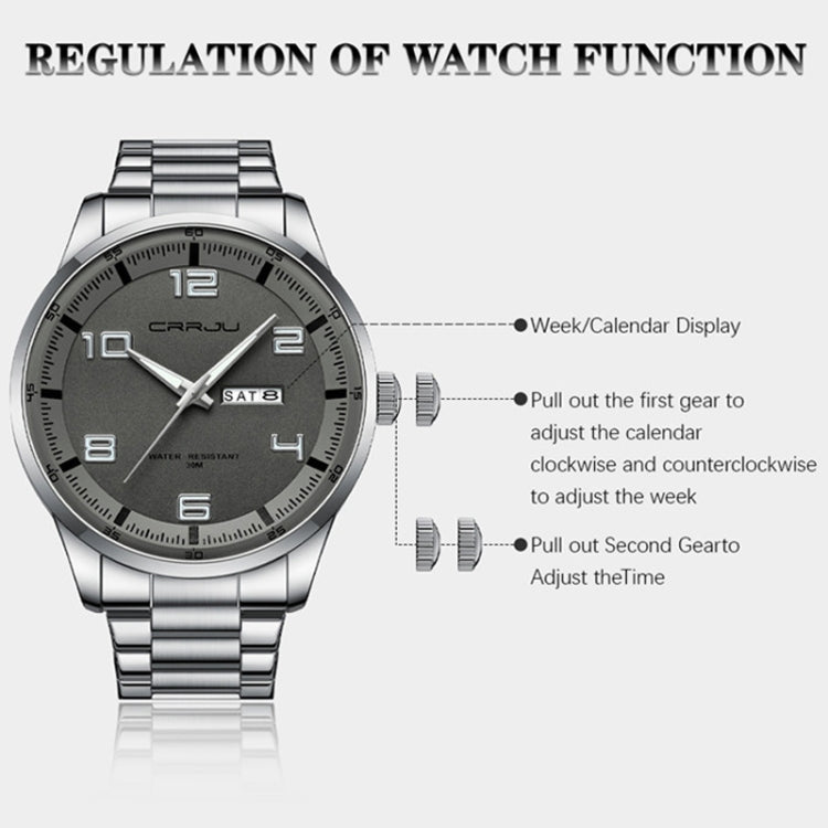 CRRJU 5005 Men Steel Strap Watch Simple Business Personalized Waterproof Watch With Calendar Display(Black) - Metal Strap Watches by CRRJU | Online Shopping South Africa | PMC Jewellery | Buy Now Pay Later Mobicred