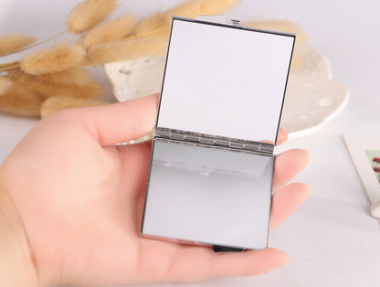 Hand-made Diamond Mini Folding Cosmetic Mirror Portable Mirror Double-side Gem Bow(White Crystal) - Mirror by PMC Jewellery | Online Shopping South Africa | PMC Jewellery