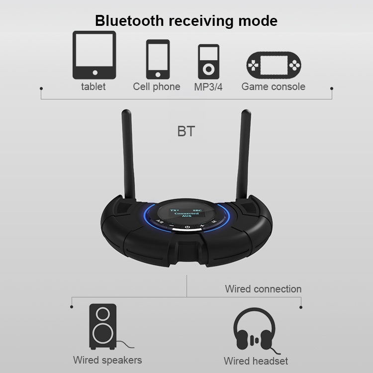 TX800 Optical Fiber Bluetooth 5.0 Transmitter Receiver Audio Adapter with Dual Antennas & OLED Display - Audio Receiver Transmitter by PMC TechLife | Online Shopping South Africa | PMC TechLife
