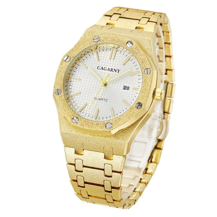 CAGARNY 6885 Octagonal Dial Quartz Dual Movement Watch Men Stainless Steel Strap Watch(Gold Shell White Dial) - Metal Strap Watches by CAGARNY | Online Shopping South Africa | PMC Jewellery | Buy Now Pay Later Mobicred