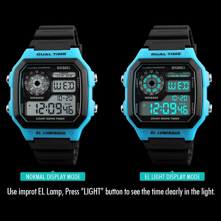 SKMEI 1299 Multifunctional Outdoor Sports Noctilucent Waterproof Digital Display Wrist Watch (Black) - Sport Watches by SKMEI | Online Shopping South Africa | PMC Jewellery | Buy Now Pay Later Mobicred