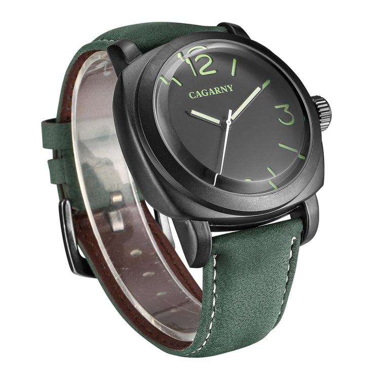 CAGARNY 6833 Fashionable Concise Three Needles Quartz Wrist Watch with Leather Band & 24-hour Indication & Calendar Function for Couples(Green Scale) - Leather Strap Watches by CAGARNY | Online Shopping South Africa | PMC Jewellery | Buy Now Pay Later Mobicred