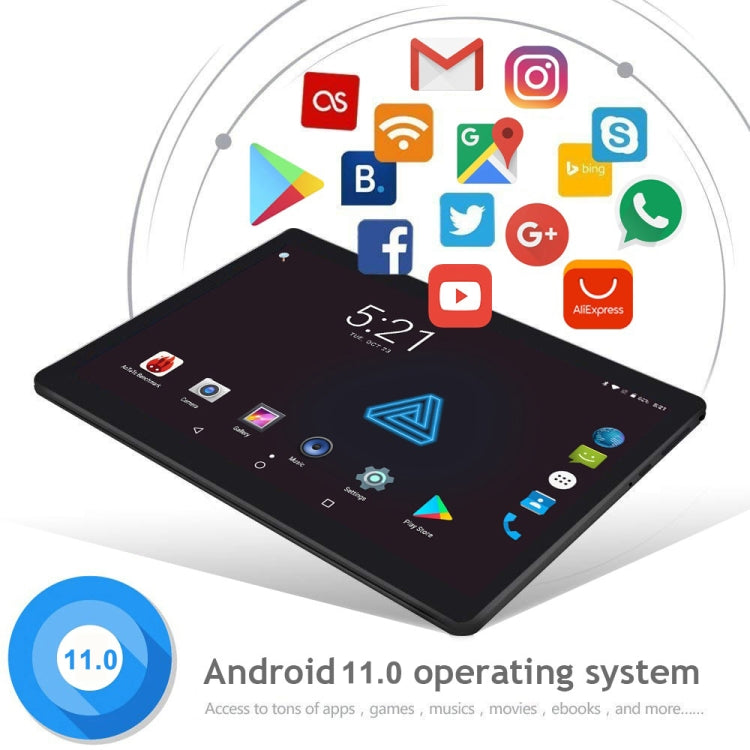BDF M107 4G Phone Call Tablet PC, 10.1 inch, 4GB+64GB, Android 11, MTK6762 Octa Core, Support Dual SIM & Bluetooth & WiFi & GPS, EU Plug(Blue) - BDF by PMC Jewellery | Online Shopping South Africa | PMC Jewellery