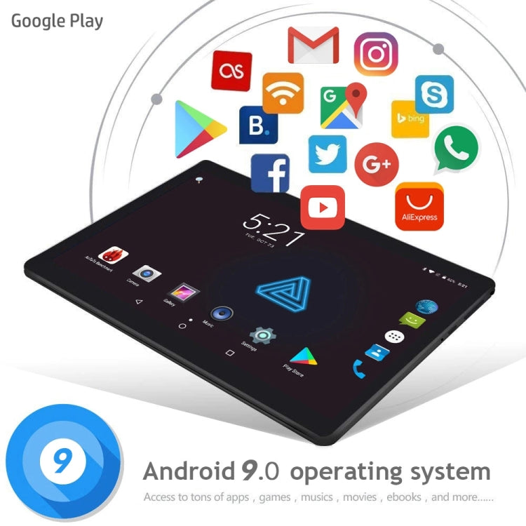 BDF K107 3G Phone Call Tablet PC, 10 inch, 2GB+32GB, Android 9.0, MTK8321 Octa Core, Support Dual SIM & Bluetooth & WiFi & GPS, EU Plug(Gold) - BDF by BDF | Online Shopping South Africa | PMC Jewellery