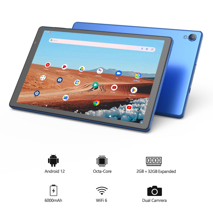 D10A 10.1 inch Tablet PC, 2GB+32GB, Android 12 Allwinner A133 Quad Core CPU, Support WiFi 6 / Bluetooth, Global Version with Google Play, US Plug (Blue) - 10.1 inch by PMC Jewellery | Online Shopping South Africa | PMC Jewellery