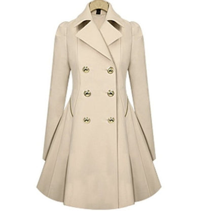 Slim Mid-length Commuter Jacket Trench Coat (Color:Beige Size:S) - Windbreaker by PMC Jewellery | Online Shopping South Africa | PMC Jewellery